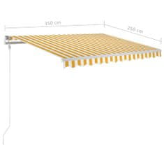 Greatstore sárga és fehér kézzel kihúzható napellenző 350 x 250 cm