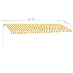 Greatstore sárga és fehér kézzel kihúzható LED-es napellenző 500 x 350 cm