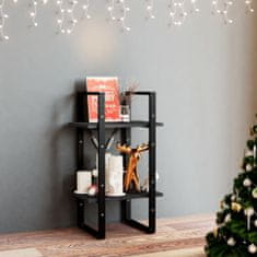 Greatstore kétszintes fekete tömör fenyőfa könyvszekrény 40 x 30 x 70 cm