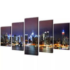 Greatstore Vászon falikép szett színes new york-i Skyline 200 x 100 cm