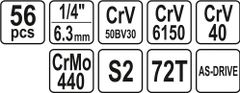 YATO Gola készlet 1/4 &quot;56 db