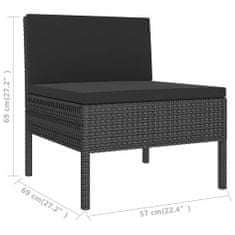 Greatstore 14 részes fekete polyrattan kerti ülőgarnitúra párnákkal