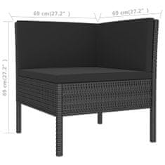 Greatstore 14 részes fekete polyrattan kerti ülőgarnitúra párnákkal