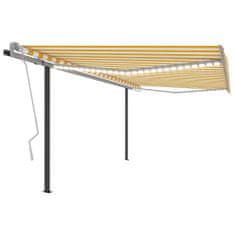 Greatstore sárga-fehér automata szélérzékelős és LED-es napellenző 4x3,5 m