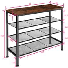 tectake Newport cipőtartó 80,5x30,5x72,5cm - Ipari sötét fa