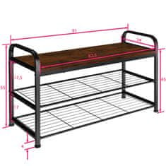 tectake Southampton cipőtartó 91x36x55cm - Ipari sötét fa