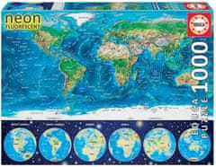 EDUCA Világító puzzle Világtérkép 1000 darab