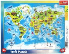 Trefl Puzzle Világtérkép állatokkal 25 db