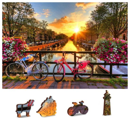 Wooden city Fa puzzle Kerékpárok Amszterdamban 2 az 1-ben, 75 db ECO