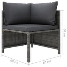 Greatstore 4 részes szürke polyrattan kerti ülőgarnitúra párnákkal