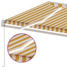 Greatstore sárga és fehér kézzel kihúzható LED-es napellenző 500 x 350 cm