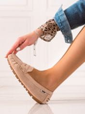 Amiatex Női mokaszin 86988 + Nőin zokni Gatta Calzino Strech, bézs és barna árnyalat, 36
