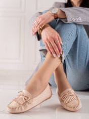 Amiatex Női mokaszin 87034 + Nőin zokni Gatta Calzino Strech, bézs és barna árnyalat, 36