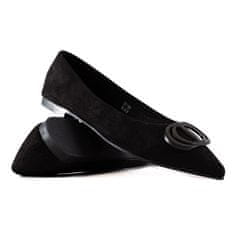 Amiatex Női balerina cipő 87091 + Nőin zokni Gatta Calzino Strech, fekete, 36