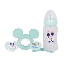 Stor DISNEY BABY 4 részes ajándék szett MICKEY MOUSE (cumisüveg, cumizó, cumizó és tartó), 13008