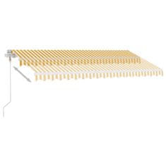 Greatstore sárga-fehér szélérzékelős és LED-es napellenző 400 x 300 cm