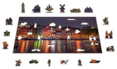 Wooden city Fa puzzle Night Amsterdam 2 az 1-ben 300 darab ECO