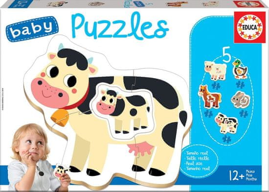 EDUCA Baba puzzle Haszonállatok kölykökkel 5 az 1-ben (2-4 darab)