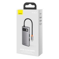 BASEUS Metal Gleam HUB adapter USB-C - USB-C PD 100W / HDMI 4K / 1x USB 3.2 / 1x USB 2.0, szürke