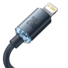 BASEUS Crystal Shine kábel USB-C / Lightning 20W 2m, fekete