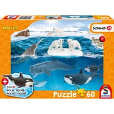 Schmidt Puzzle Schleich In Antarktiszon 60 db + Schleich figura