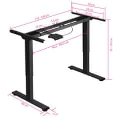 tectake Állítható magasságú Melville asztalkeret 110-168x60x70-119cm - fekete