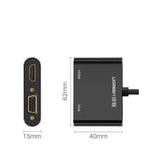 Ugreen MD108 adapter HDMI / VGA - mini DisplayPort 4K Full HD, fekete