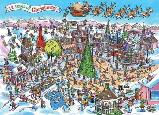Cobble Hill Puzzle Doodle Town: 12 nap karácsony 1000 darab
