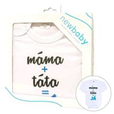 NEW BABY Nyomtatott test Új baba anya plusz apa egyenlő ÉN - ajándékcsomag - 74 (6-9m)