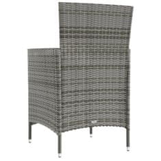 Greatstore 2 db szürke polyrattan kerti szék párnával