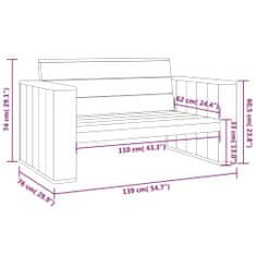 Vidaxl impregnált fenyőfa kerti pad 139 cm 318427