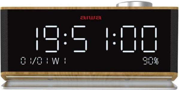 elegáns rádióvevő aiwa CRU-90 BT aux in könnyű kezelhetőség beépített akkumulátor ébresztőóra két ébresztőidő szundi alvás fm tuner mikrofon  