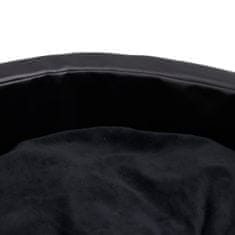 Greatstore fekete plüss és műbőr kutyaágy 69 x 59 x 19 cm