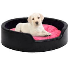 Greatstore fekete-rózsaszín plüss és műbőr kutyaágy 99 x 89 x 21 cm