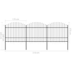 shumee fekete lándzsahegy tetejű acélkerítés (1,5-1,75) x 5,1 m 