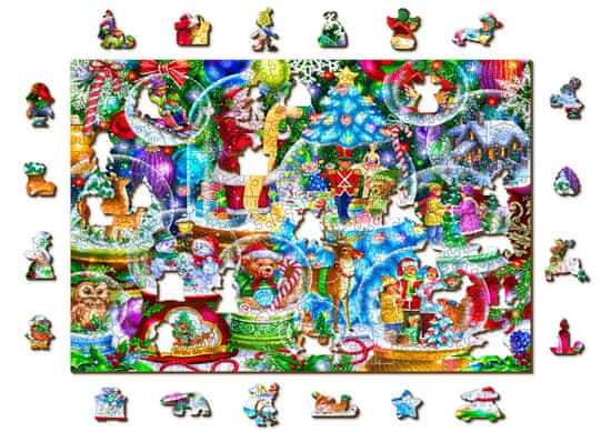 Wooden city Fa puzzle karácsonyi hóvirág 2 az 1-ben, 505 darab ECO