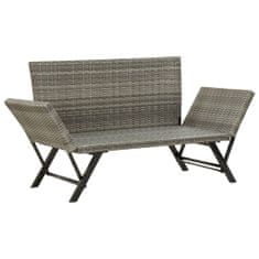 Greatstore szürke polyrattan kerti pad párnákkal 176 cm