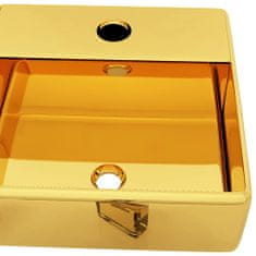 Vidaxl aranyszínű kerámia mosdókagyló csap furattal 38 x 30 x 11,5 cm 143488