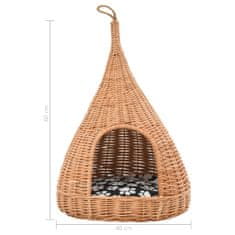 Greatstore természetes fűzfa macskaház párnával és tipi-sátorral 40x60 cm