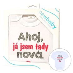 NEW BABY Új baba nyomtatott bodysuit Hello, I'm new here - ajándékcsomag - 62 (3-6m)