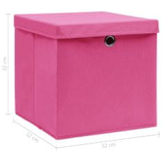 Greatstore 10 db rózsaszín szövet tárolódoboz fedéllel 32 x 32 x 32 cm