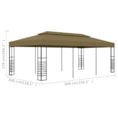 Greatstore tópszínű kerti pavilon 6 x 3 x 2,7 m 180 g/m²