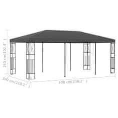 Vidaxl antracitszürke szövetpavilon 3 x 6 m 48010