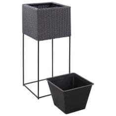 Greatstore 3 db fekete polyrattan kerti magaságyás