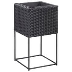 Greatstore 3 db fekete polyrattan kerti magaságyás