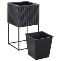 Greatstore 3 db fekete polyrattan kerti magaságyás