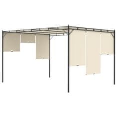 Greatstore krémszínű kerti pavilon oldalfüggönnyel 4 x 3 x 2,25 m