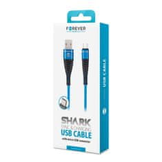 Forever GSM045627 mikro-USB kábel Shark kék 1m 2A, kék