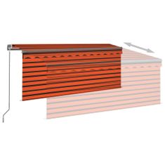 Greatstore narancssárga-barna manuális LED-es napellenző redőnnyel 3x2,5 m