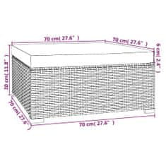 shumee szürke polyrattan kerti lábtartó párnával 70 x 70 x 30 cm